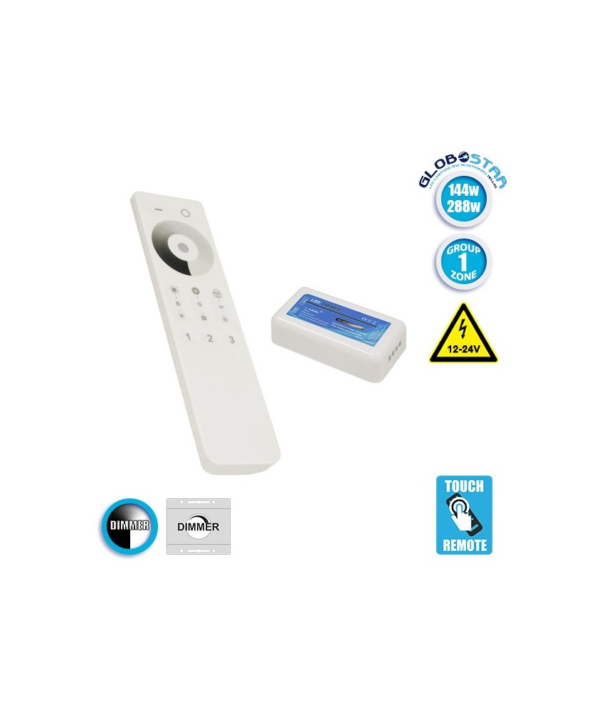 Ασύρματο LED Dimmer με Χειριστήριο Αφής 2.4G RF για Ένα Group 12v (144w) - 24v (288w) DC GloboStar 04038